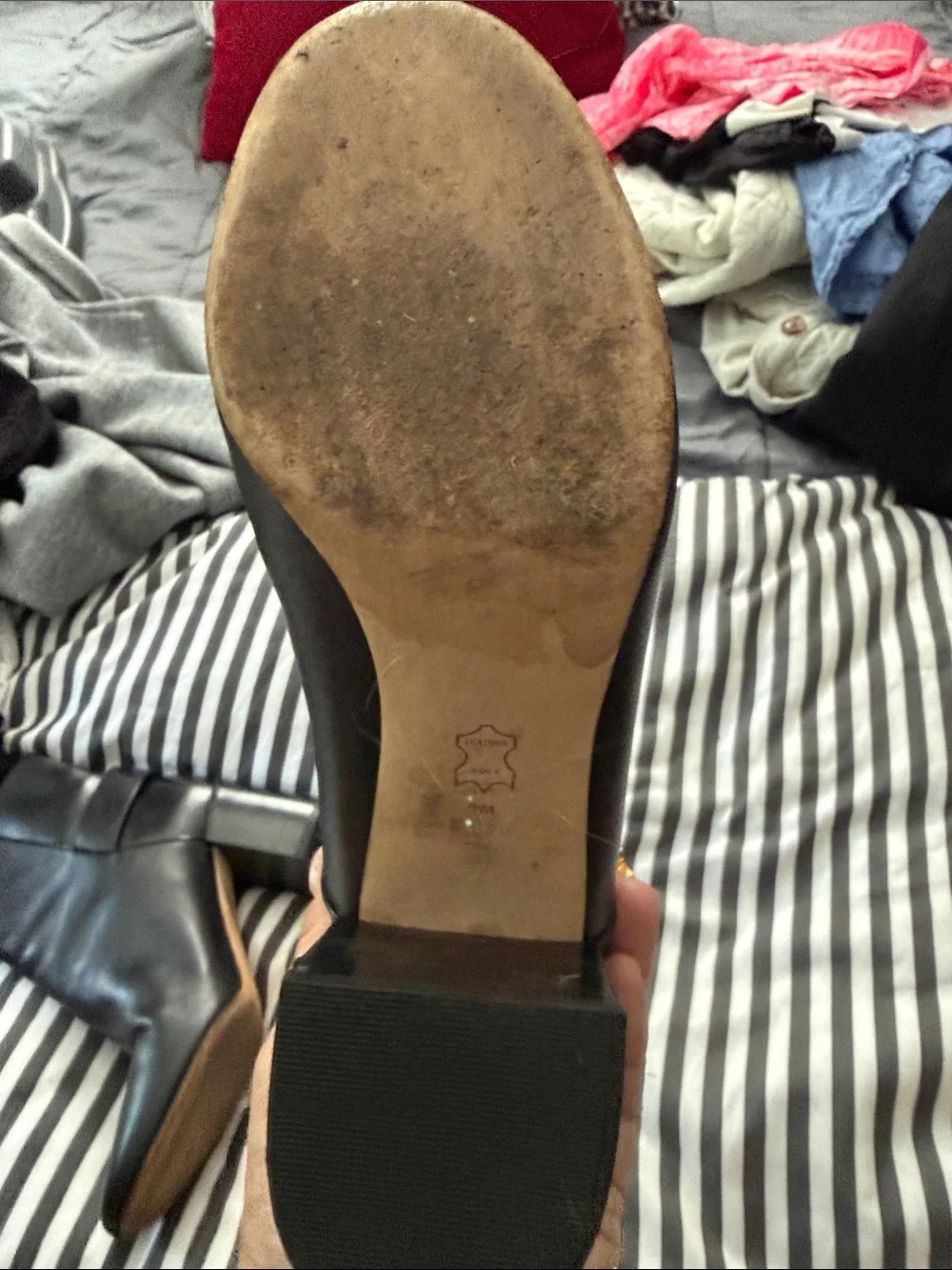 Tory Burch Black Leather Block Heel Ankle Booties with Gold Emblem
